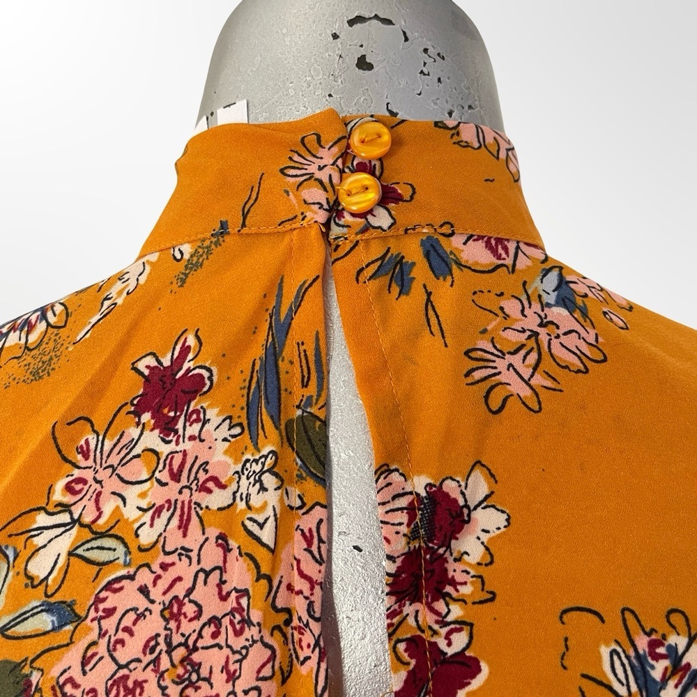 Live 4 Truth Mustard Floral Choker V-Neck Crop Blouse - Picture 3 of 4